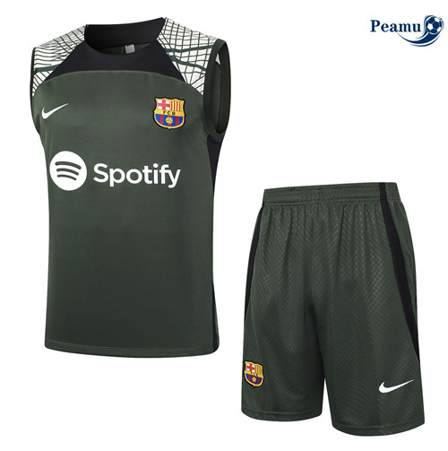 Loja Camisola Kit Equipamento Training Barcelona Camiseta Colete + Calcoes verde oscuro 2024