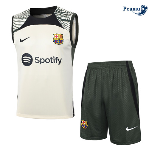 Novo Camisola Kit Equipamento Training Barcelona Camiseta Colete + Calcoes albaricoque 2024