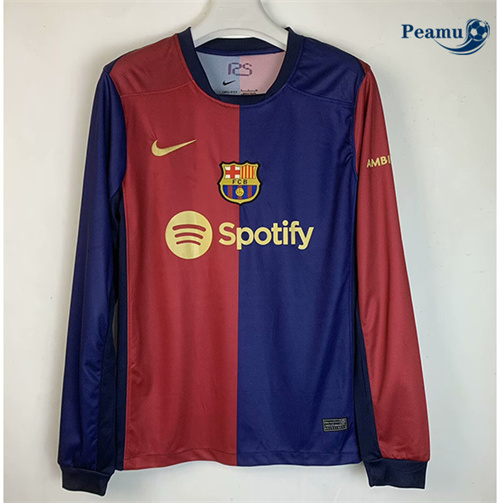 Novo Camisola Futebol Barcelona Principal Equipamento Manga Comprida 2024-2025