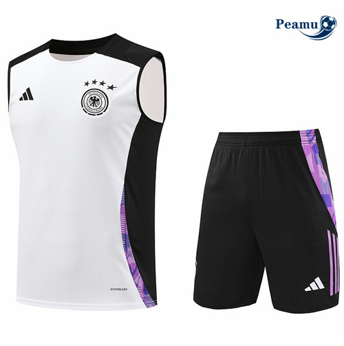 Nouveau Camisola Kit Equipamento Training Alemanha Colete + Calções Branco 2024-2025