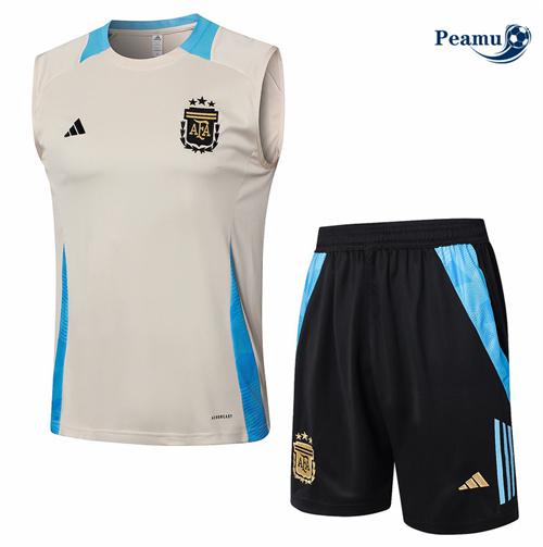 Loja Camisola Kit Equipamento Training Argentina Colete + Calções cor creme 2024-2025