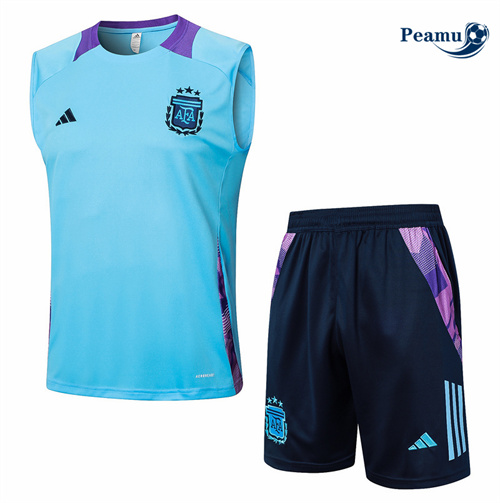 Oferta Camisola Kit Equipamento Training Argentina Colete + Calções azul claro 2024-2025