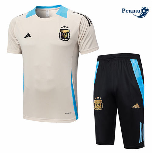 Novos Camisola Kit Equipamento Training Argentina + Calções cor creme 2024-2025