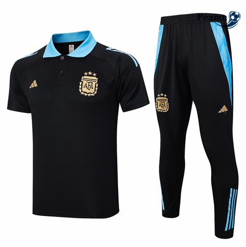 Oferta Camisola Kit Equipamento Training Argentina polo + Pantalon preto 2024-2025