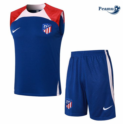 Novo Camisola Kit Equipamento Training Atletico Madrid Colete + Calções azul 2024-2025