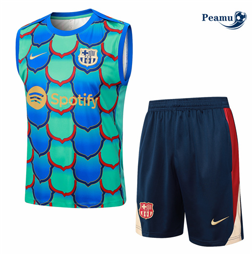 Criar Camisola Kit Equipamento Training Barcelona Colete + Calções verde 2024-2025