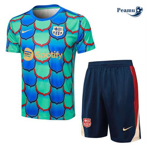 Nouveau Camisola Kit Equipamento Training Barcelona + Calções verde 2024-2025