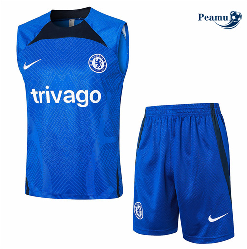 Novos Camisola Kit Equipamento Training Chelsea Colete + Calções azul 2024-2025