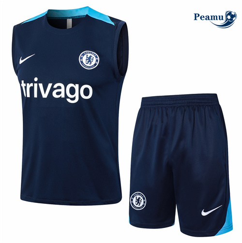 Criar Camisola Kit Equipamento Training Chelsea Colete + Calções azul real 2024-2025