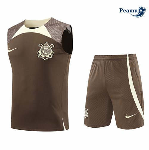 Novos Camisola Kit Equipamento Training Corinthians Colete + Calções Marrom 2024-2025