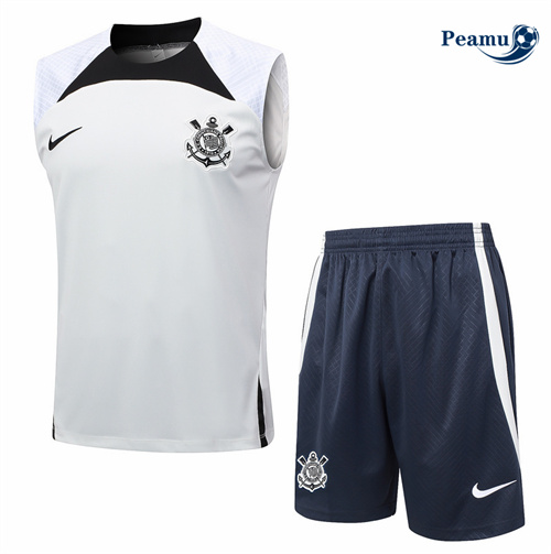 Loja Camisola Kit Equipamento Training Corinthians Colete + Calções cinza claro 2024-2025