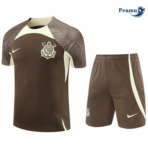 Novo Camisola Kit Equipamento Training Corinthians + Calções Marrom 2024-2025