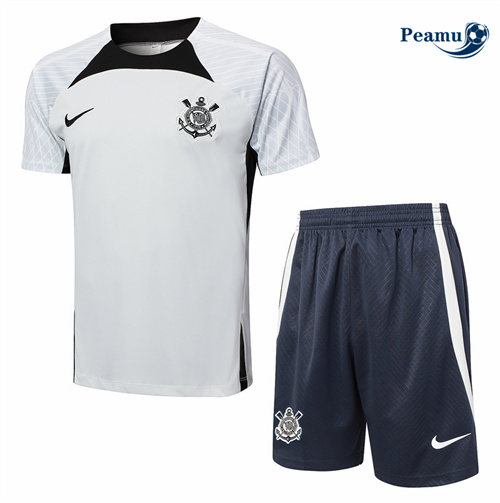 Nouveau Camisola Kit Equipamento Training Corinthians + Calções cinza claro 2024-2025