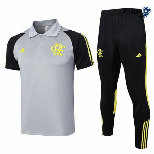 Oferta Camisola Kit Equipamento Training Flamengo polo + Pantalon cinza claro 2024-2025