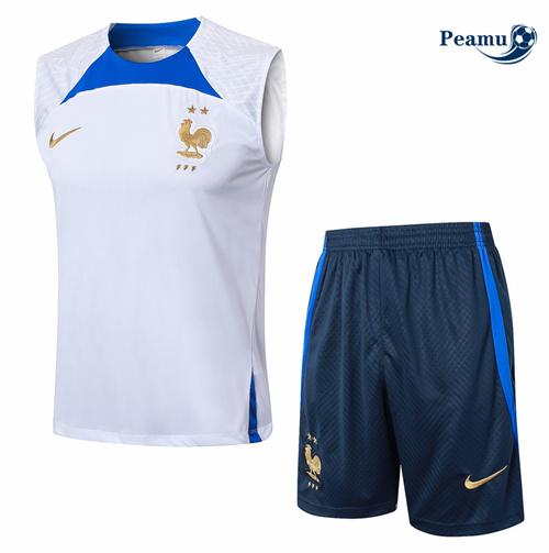 Novo Camisola Kit Equipamento Training França Colete + Calções Branco 2024-2025