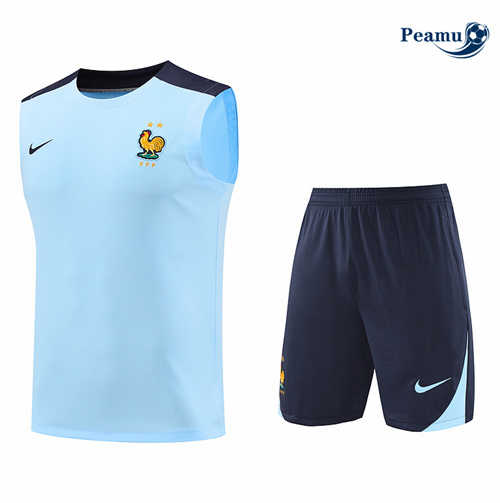 Comprar Camisola Kit Equipamento Training França Colete + Calções azul claro 2024-2025