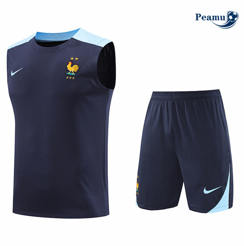 Novos Camisola Kit Equipamento Training França Colete + Calções azul 2024-2025