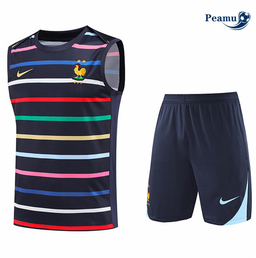 Criar Camisola Kit Equipamento Training França Colete + Calções azul 2024-2025