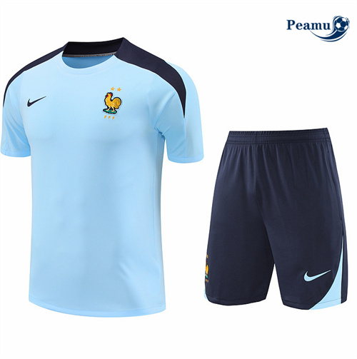 Novo Camisola Kit Equipamento Training França + Calções azul claro 2024-2025