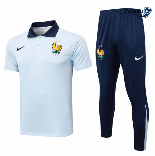 Vender Camisola Kit Equipamento Training França polo + Pantalon azul claro 2024-2025