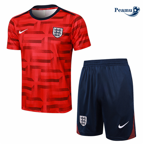 Nouveau Camisola Kit Equipamento Training Inglaterra + Calções Vermelho 2024-2025