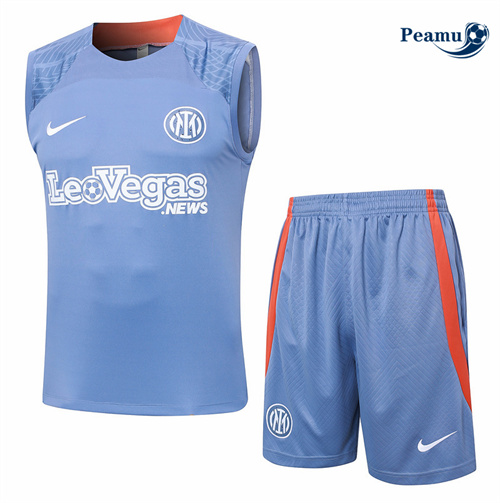 Novo Camisola Kit Equipamento Training Inter Milan Colete + Calções cinza claro 2024-2025