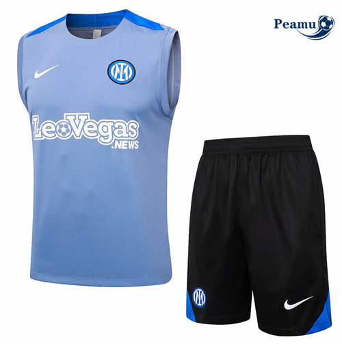 Nouveau Camisola Kit Equipamento Training Inter Milan Colete + Calções cinza 2024-2025