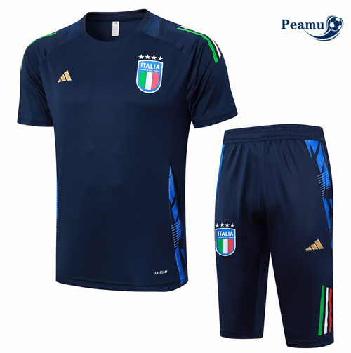 Novos Camisola Kit Equipamento Training Italia + Calções azul real 2024-2025