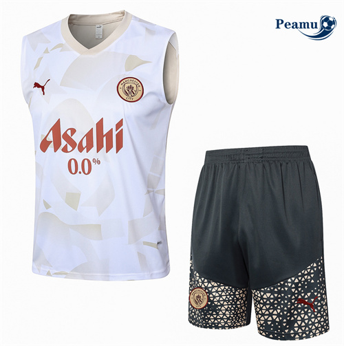 Novo Camisola Kit Equipamento Training Manchester City Colete + Calções cor creme 2024-2025