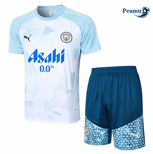 Nouveau Camisola Kit Equipamento Training Manchester City + Calções azul claro 2024-2025