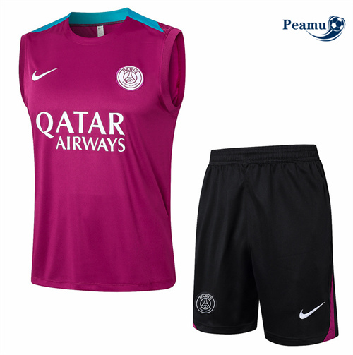 Novo Camisola Kit Equipamento Training PSG Colete + Calções Rosa 2024-2025