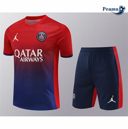 Oferta Camisola Kit Equipamento Training PSG + Calções Vermelho 2024-2025