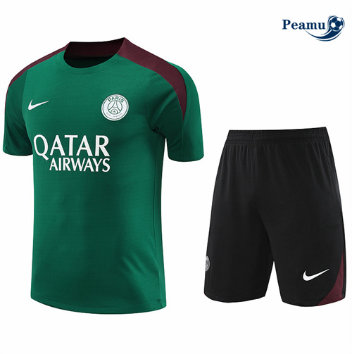 Novo Camisola Kit Equipamento Training PSG + Calções verde 2024-2025