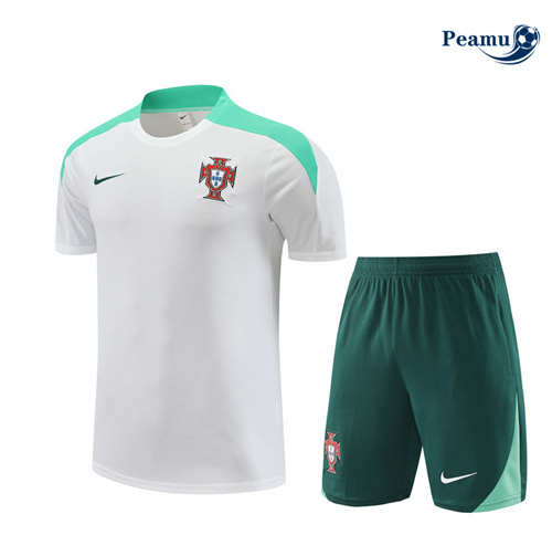 Loja Camisola Kit Equipamento Training Portugal Criancas + Calções Branco 2024-2025