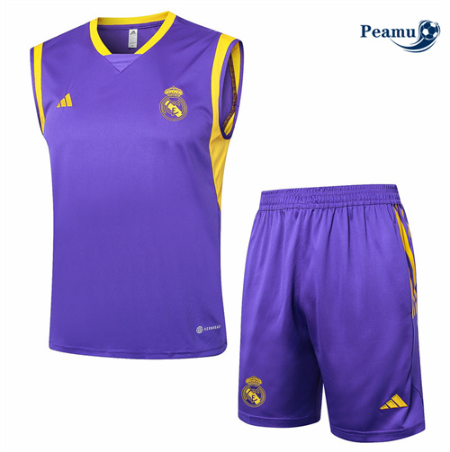 Criar Camisola Kit Equipamento Training Real Madrid Colete + Calções roxo 2024-2025