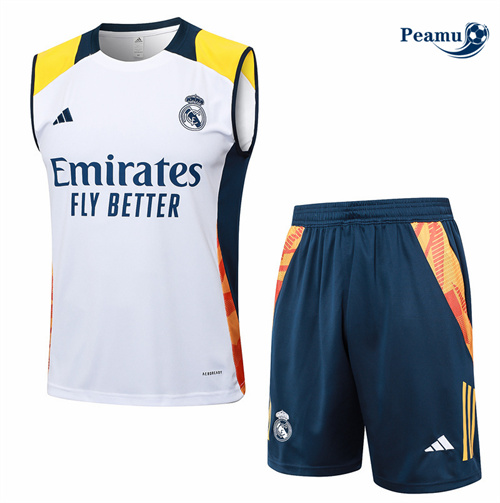 Oferta Camisola Kit Equipamento Training Real Madrid Colete + Calções Branco 2024-2025