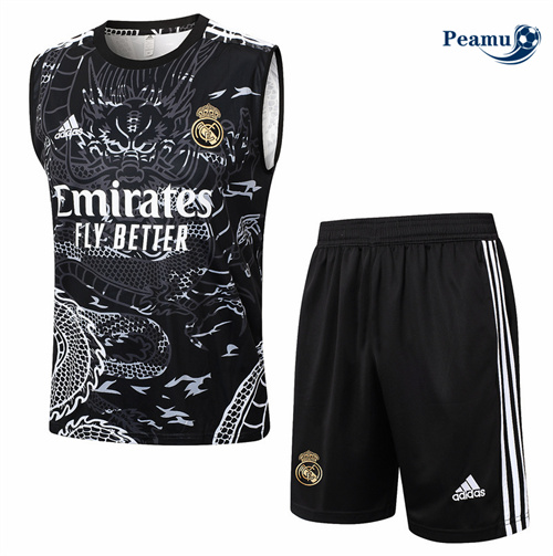 Nouveau Camisola Kit Equipamento Training Real Madrid Colete + Calções preto 2024-2025