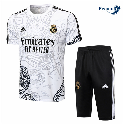 Novo Camisola Kit Equipamento Training Real Madrid + Calções Branco 2024-2025