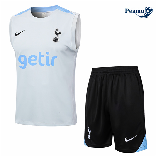 Novos Camisola Kit Equipamento Training Tottenham Hotspur Colete + Calções cinza claro 2024-2025