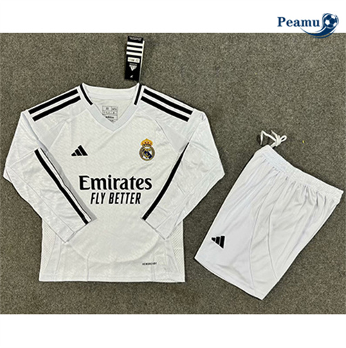 Oferta Camisola Futebol Real Madrid Crianças Principal Equipamento Manga Comprida 2024-2025