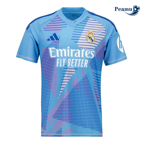 Novos Camisola Futebol Real Madrid Goleiro Equipamento Azul 2024-2025