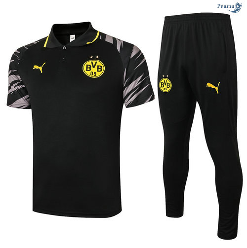 Peamu - Kit Camisola Entrainement POLO Borussia Dortmund + Pantalon Preto 2020-2021