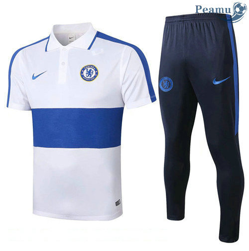Kit Camisola Entrainement POLO Chelsea + Pantalon Branco/Azul 2020-2021