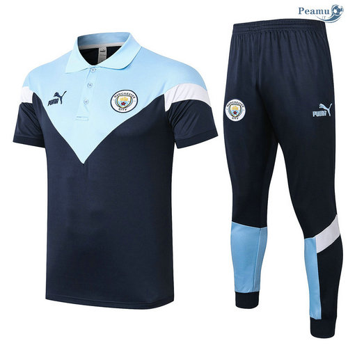 Kit Camisola Entrainement POLO Manchester City + Pantalon Azul Clair 2020-2021