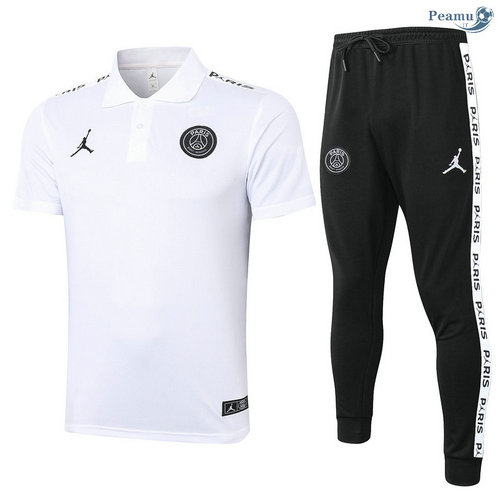 Kit Camisola Entrainement POLO PSG Jordan + Pantalon Branco 2020-2021
