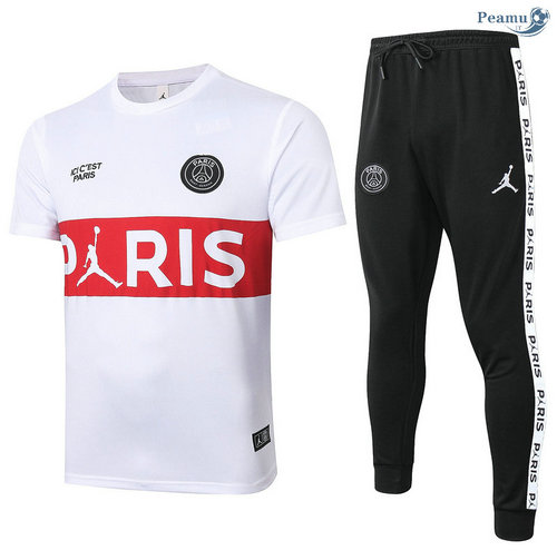 Kit Camisola Entrainement PSG Jordan + Pantalon Branco (Vermelho Pris) 2020-2021