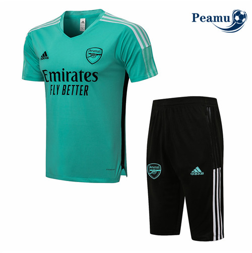 Peamu - Kit Camisola Entrainement foot Arsenal + Pantalon 3/4 Vert 2021-2022