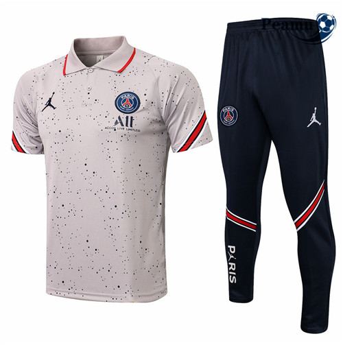 Peamu - Kit Camisola Entrainement foot PSG Polo Cinza Clair 2021-2022