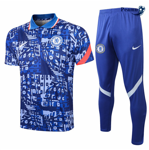 Kit Camisola Entrainement Polo Chelsea + Pantalon Azul 2021-2022
