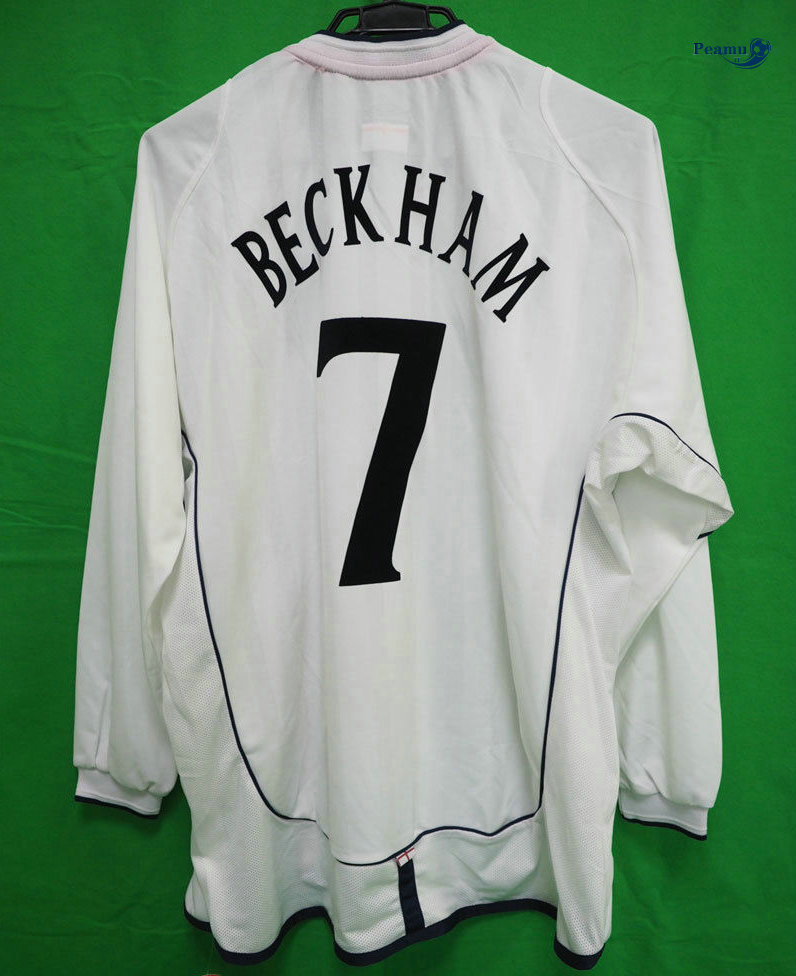 Classico Maglie Inglaterra Manche Longue Principal Equipamento (7 Beckham) Coppa Del Mondo 2002